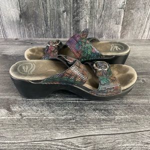 Dansko Sophie Black Stained Glass Slip On Sandals